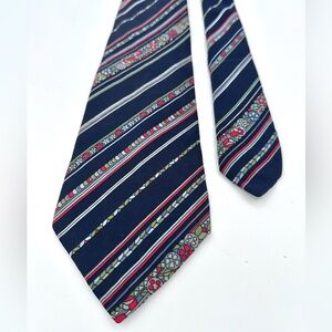 Vintage Pancaldi Blue Geometric Striped Silk Tie